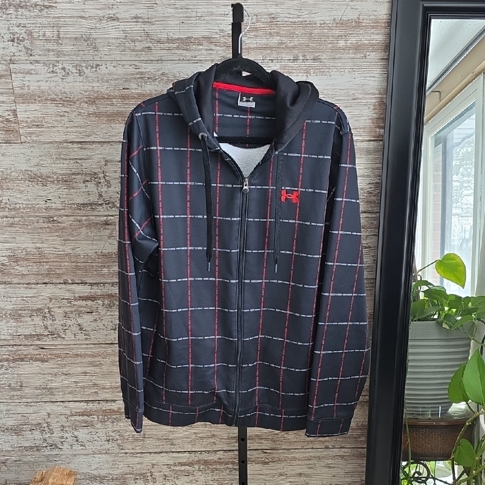 Under Armour Full Zip Plaid Pattern Athletic Hoodie Jacket Mens Large